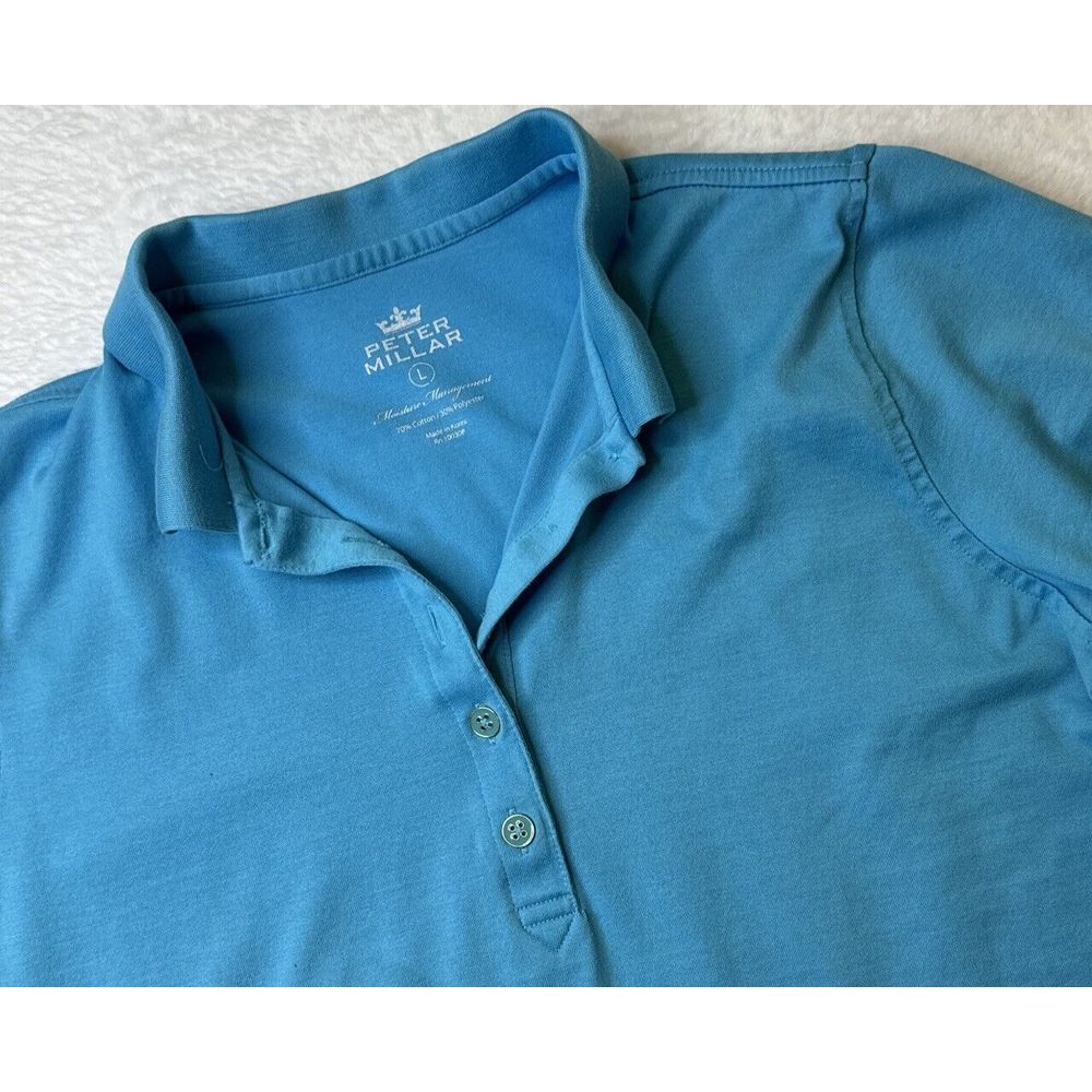 Peter Millar‎ LARGE Polo Women's BLUE Moisture Management Golf Shirt ~ EXCELLENT